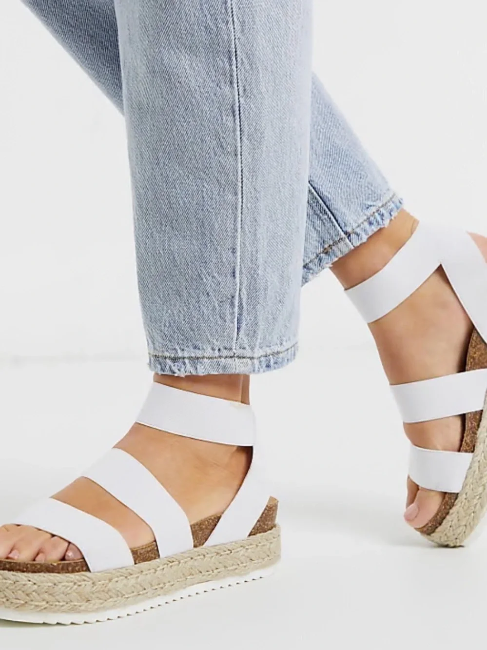 Steve Madden White Strappy Espadrille Platform Sandals